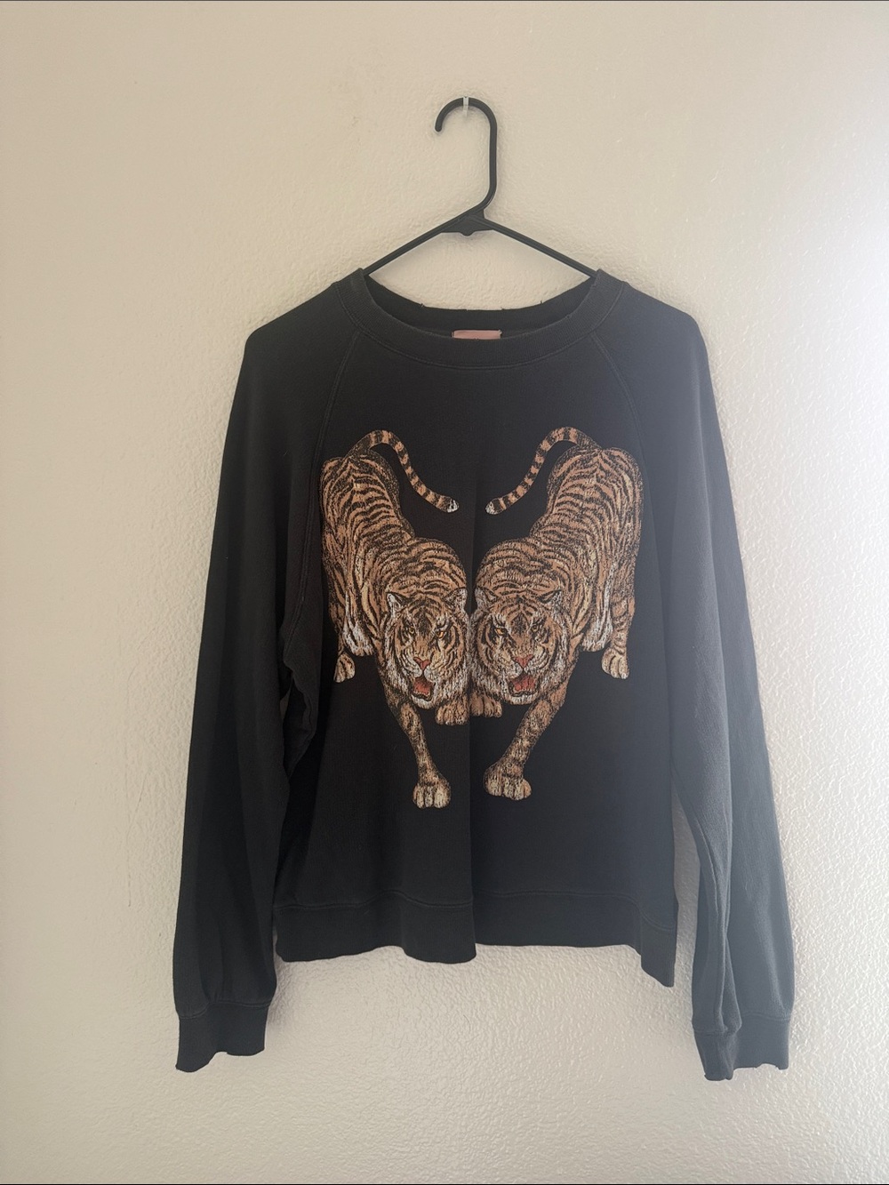 Show Me Your MuMu Black Crewneck Sweater with Twin Tiger Graphic